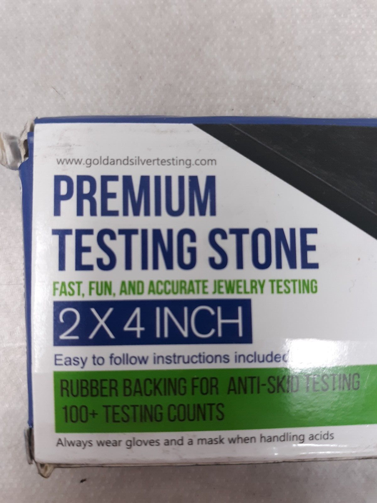 Premium 2×4 Jewelry Testing Stone for Gold, Silver, Platinum – Anti-Skid Backing