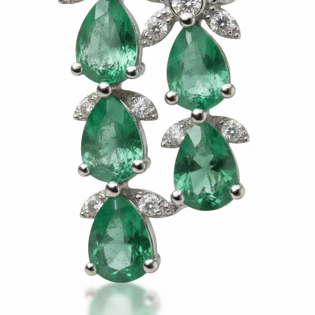 Colombian Emerald Gemstone Earrings Pear Cut 3x4mm, Emerald Jewelry for Women