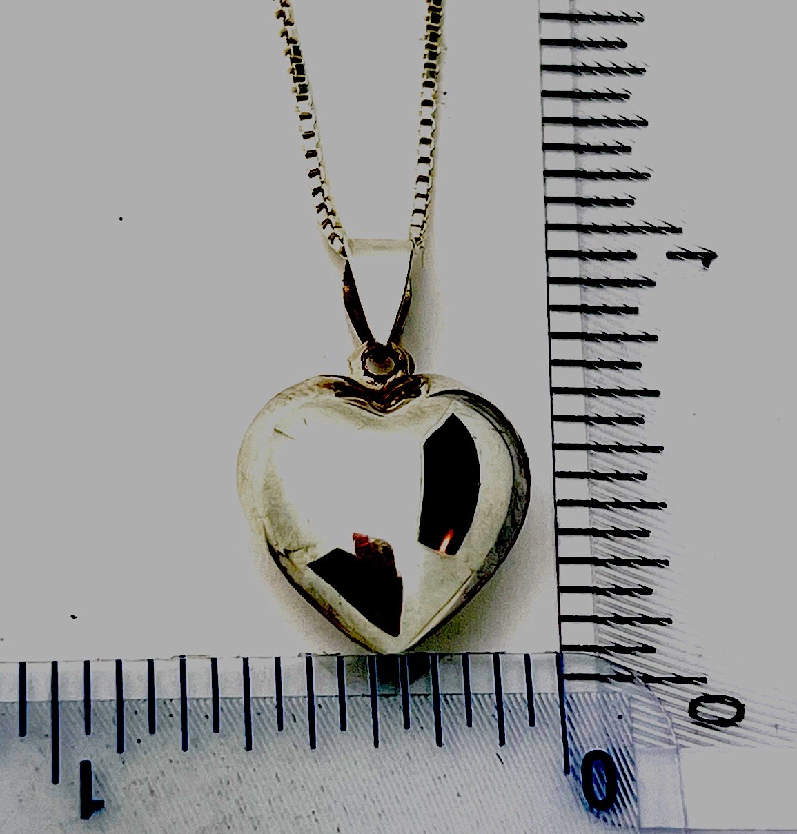 Sterling Silver 925 4.1 Gram Puffed Heart Necklace 16”