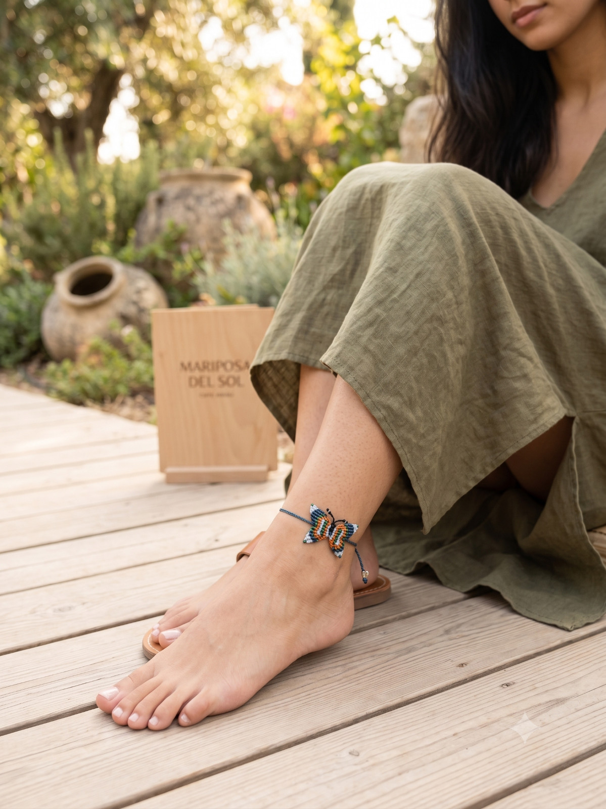 Handmade Macrame Anklet with Butterfly Design