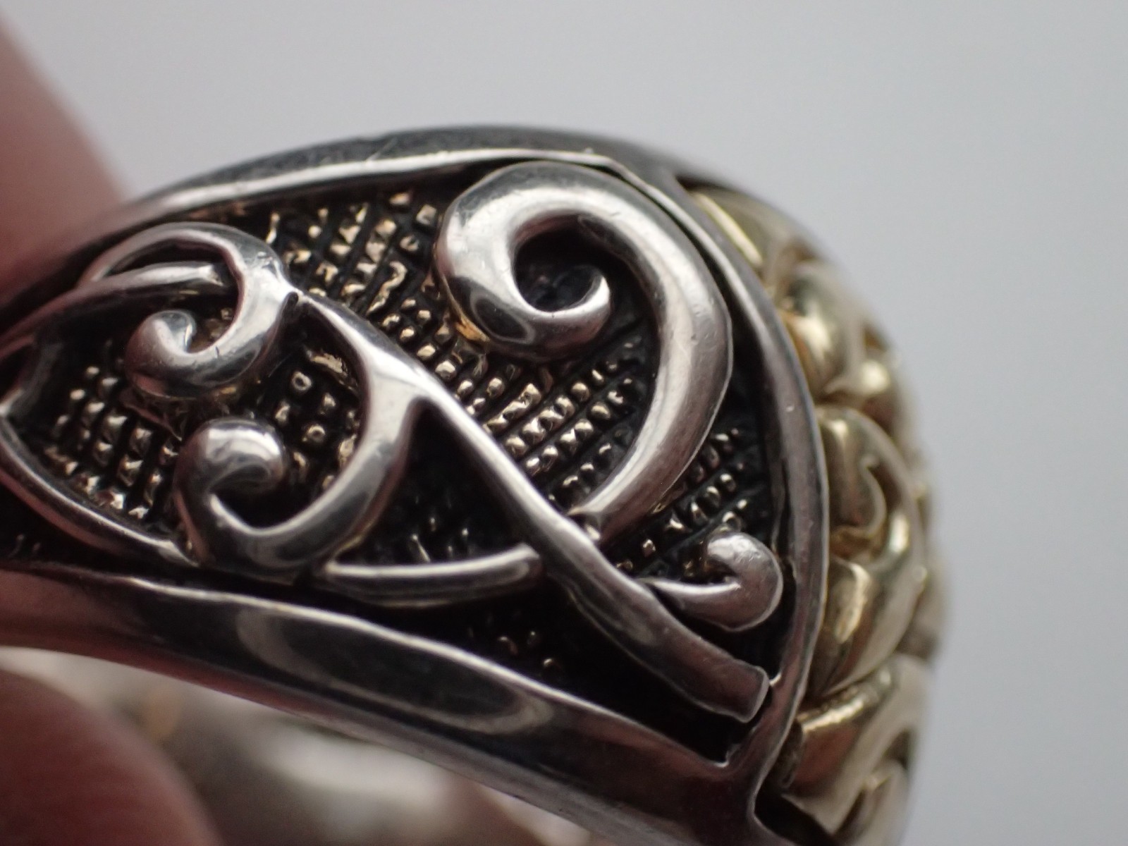 Vintage Ann King Sterling Silver and 18k Gold Orange Stones Ring Size 7