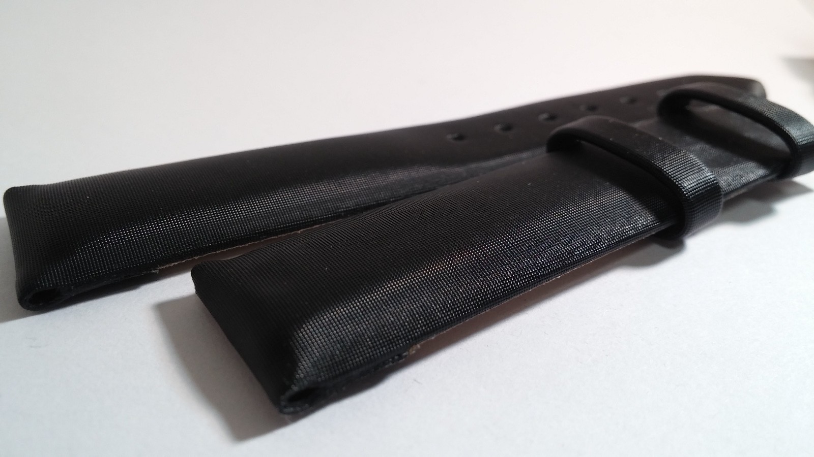 Louis Erard Band Black Satin 19/16mm, 70/105mm lengths, logo partially removed b