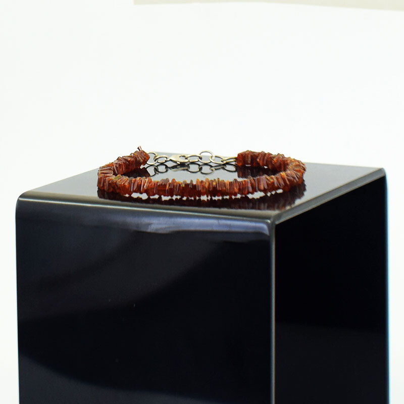 79 Cts Natural 7″ Long Hessonite Garnet Heishi Beads Womens Bracelet SK 52E360