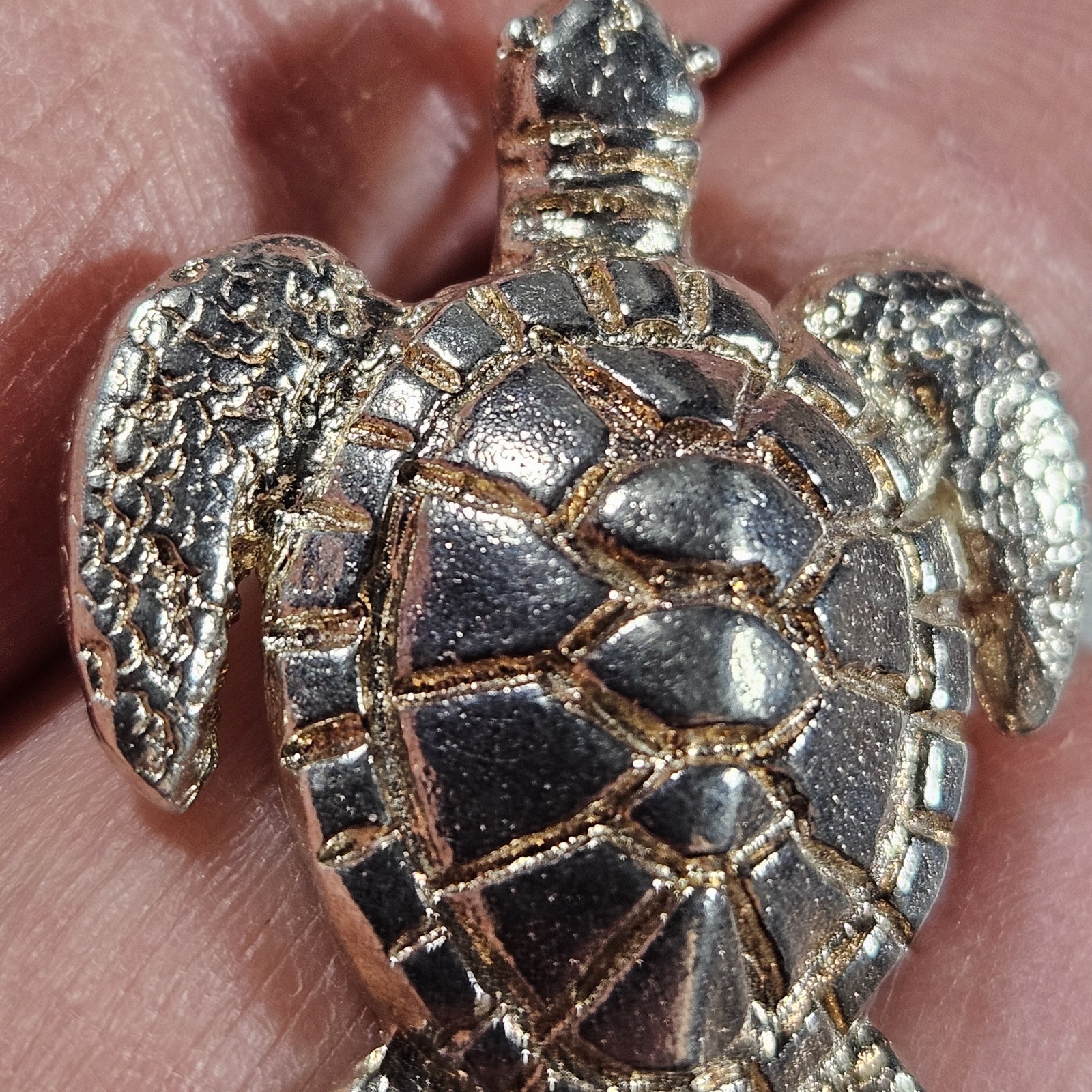 Vintage Sterling Silver Sea Turtle Slide Pendant Nautical Marine Life Hawaii