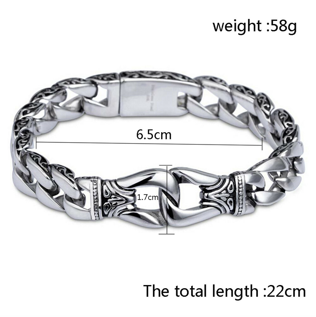 Mens Heavy Sturdy Stainless Steel Motorcycle Biker Chain Bracelet Wristband Gift
