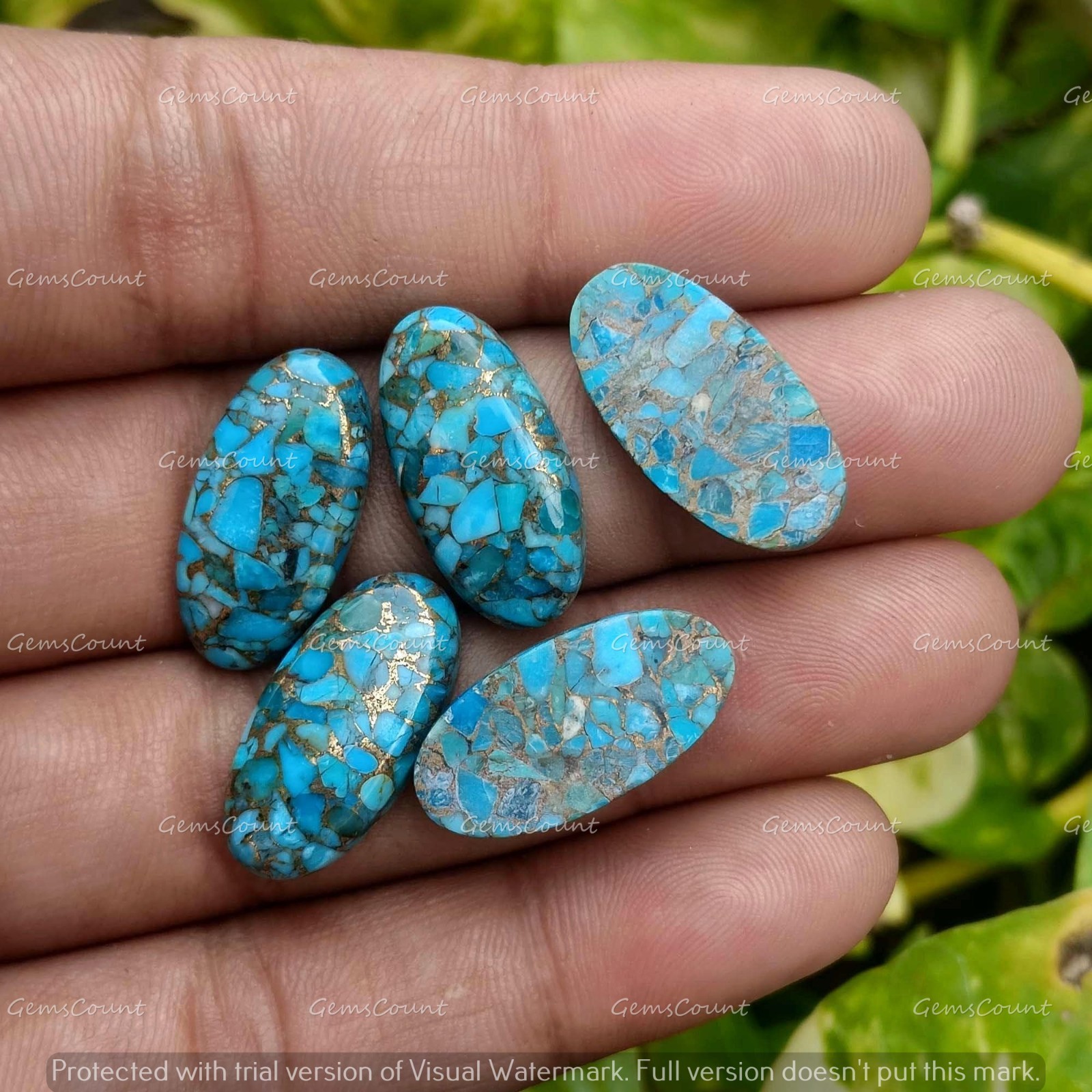 Natural Blue Copper Turquoise Long Oval Cabochon Smooth Gemstone 5x10mm-15x30mm