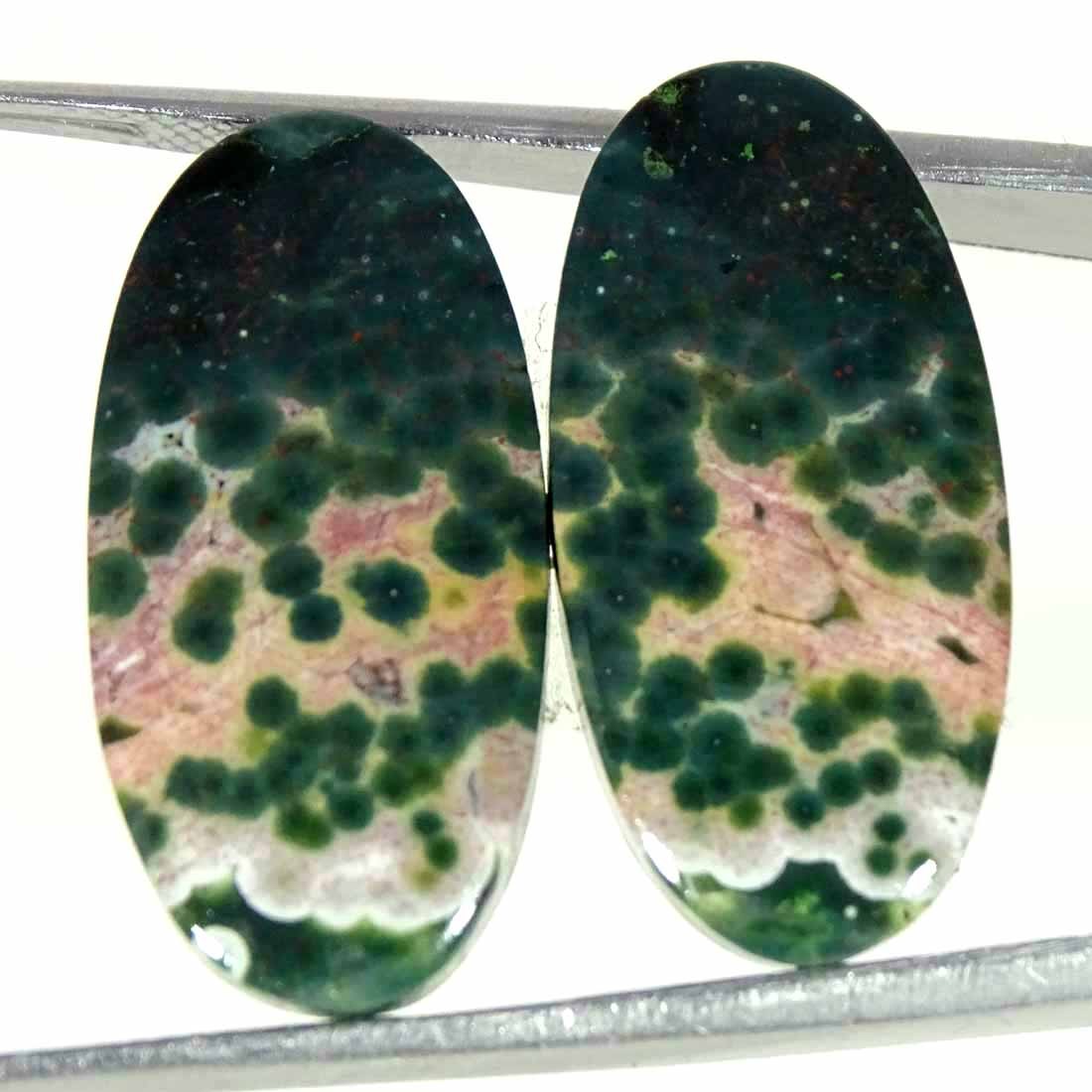 23.10Cts Natural Ocean Jasper Loose Gemstone Pair 13x26x4mm Oval