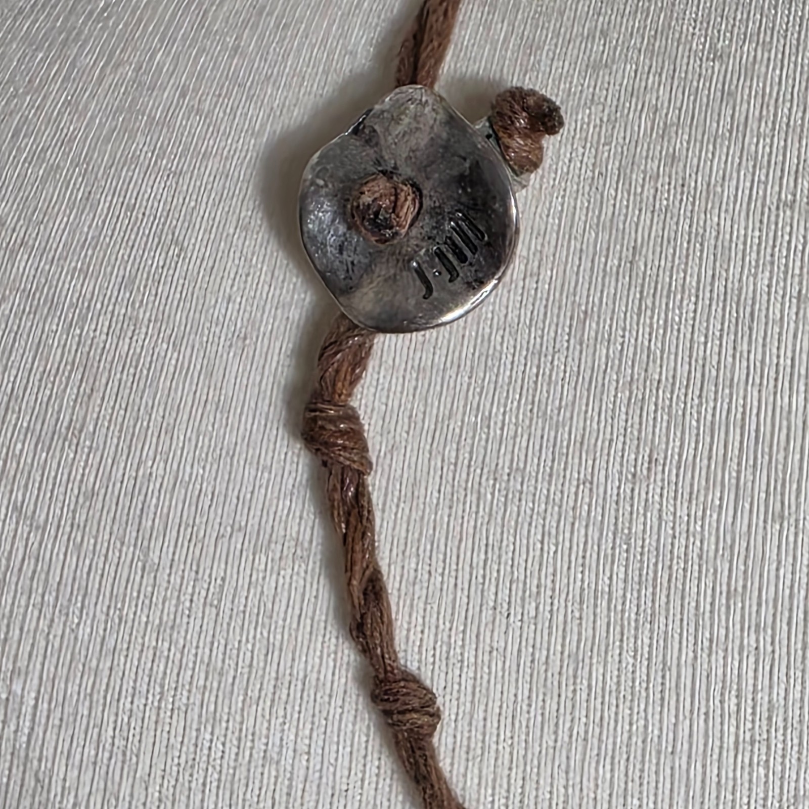 J. Jill Triple Strand Necklace Gray & Bronze Colored Beads on Brown Cord