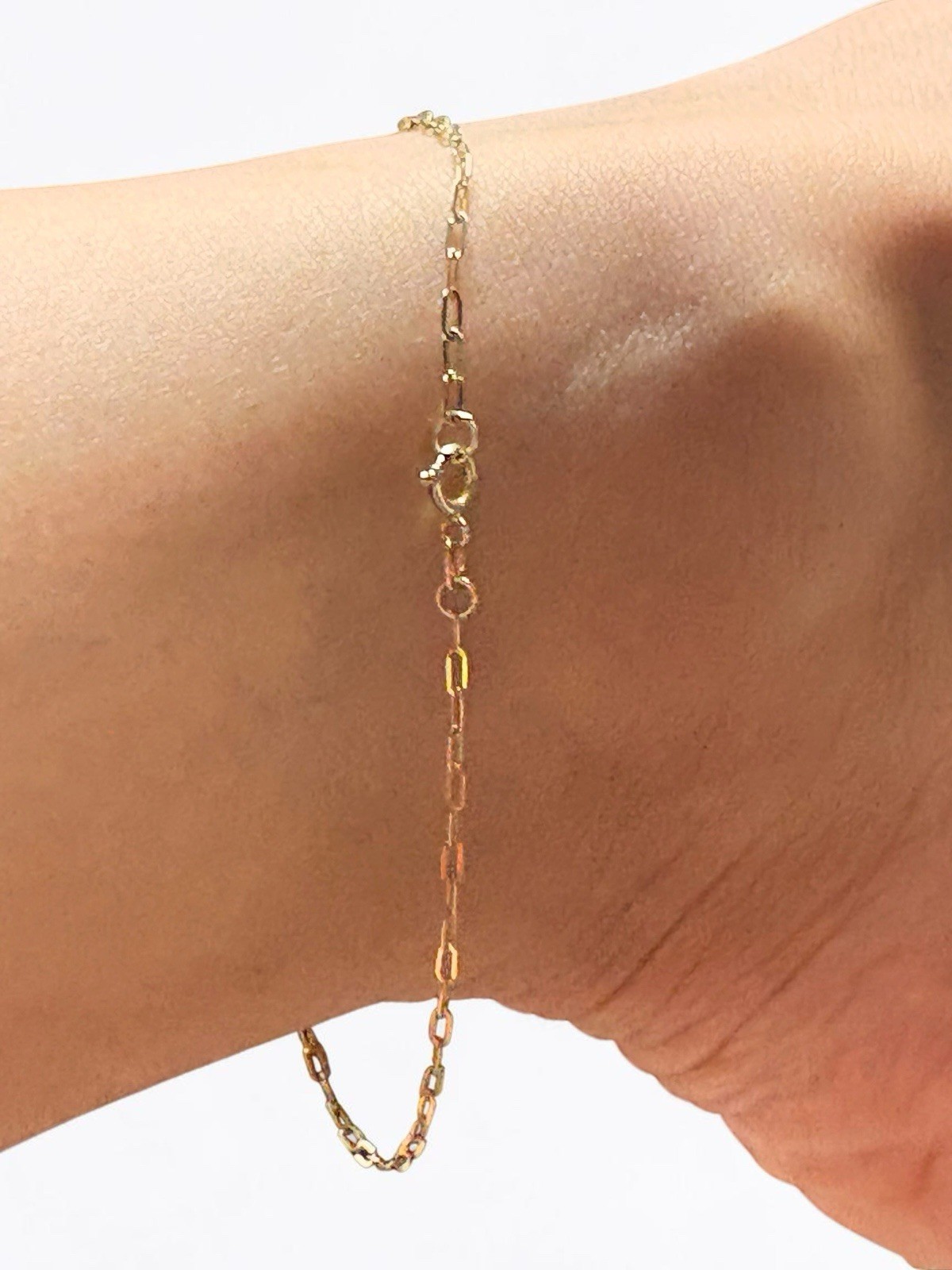 9″ Fashion Paper Clip Chain Ankle Bracelet Anklet Real Solid 10K Yellow Gold
