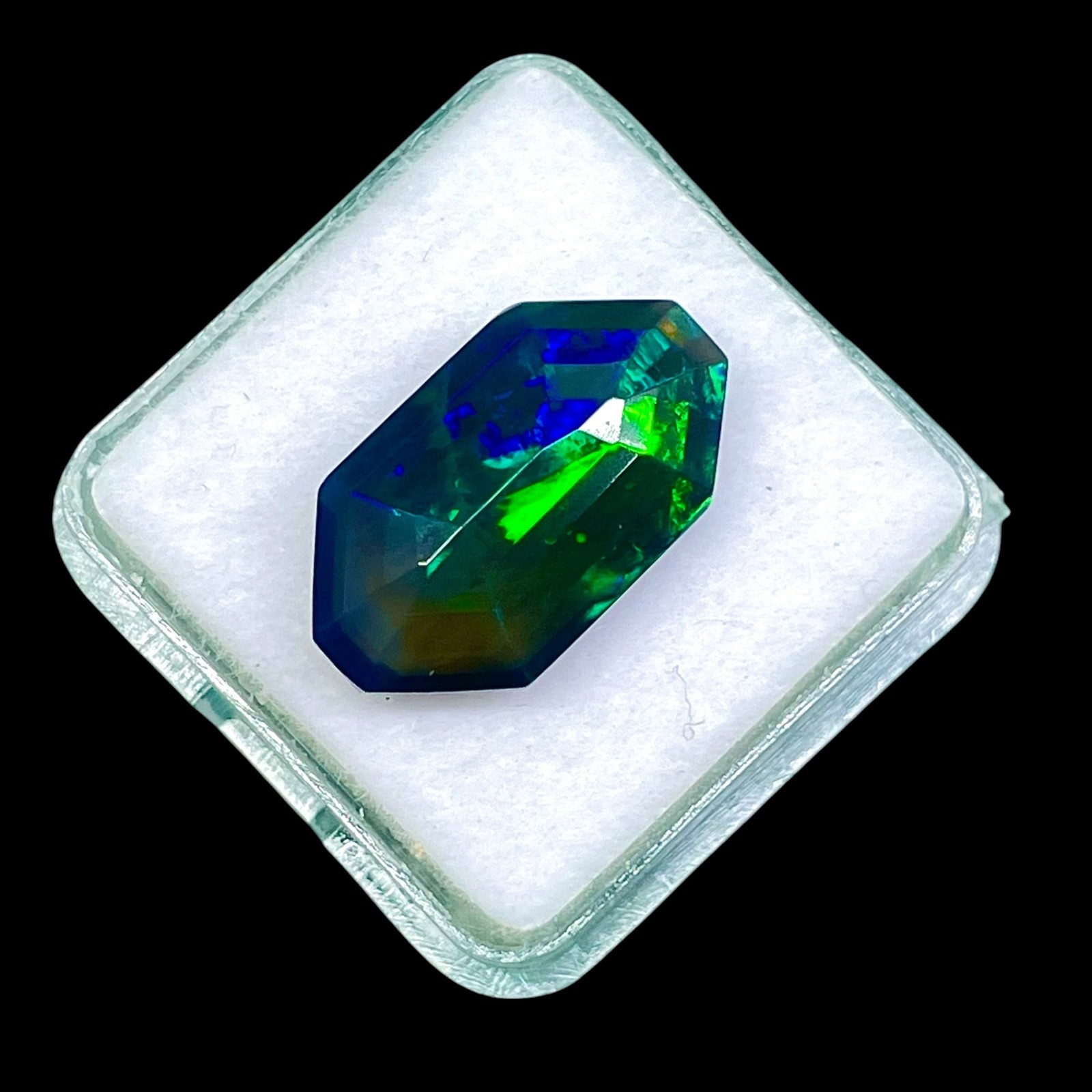 6.50 Cts Natural Ethiopian Black Opal 18x10mm Fancy Cut Multi Flash Gemstone