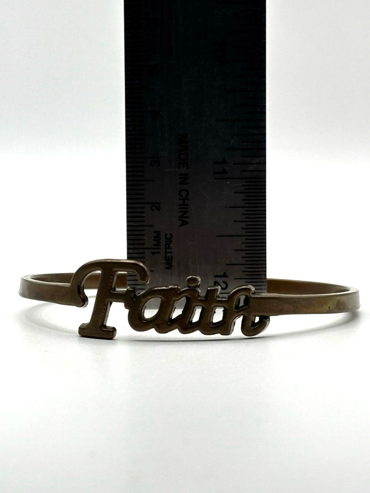 FAITH Word Script Name Bronze Metal Bangle Bracelet 8 Inch