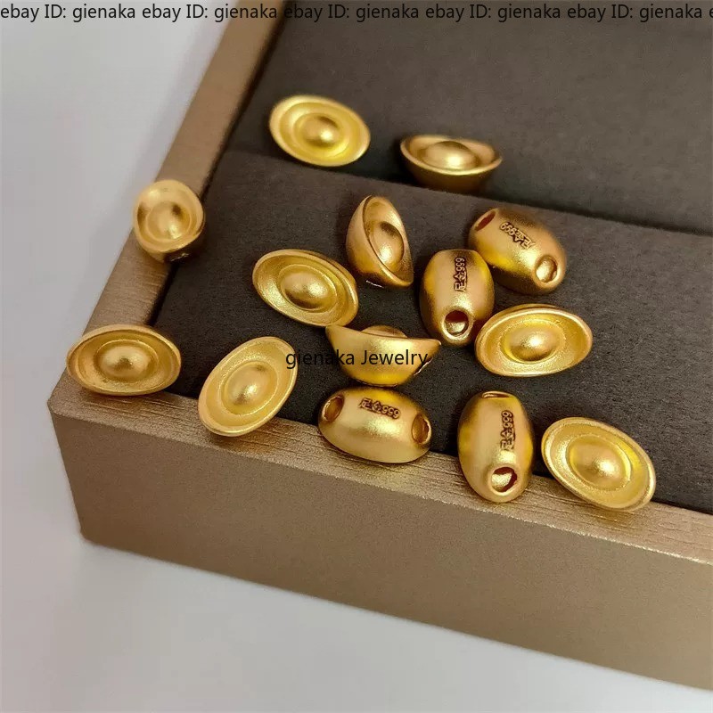 1pcs Real 999 24K Yellow Gold Women 3D Lucky Yuanbao Men Women Gift