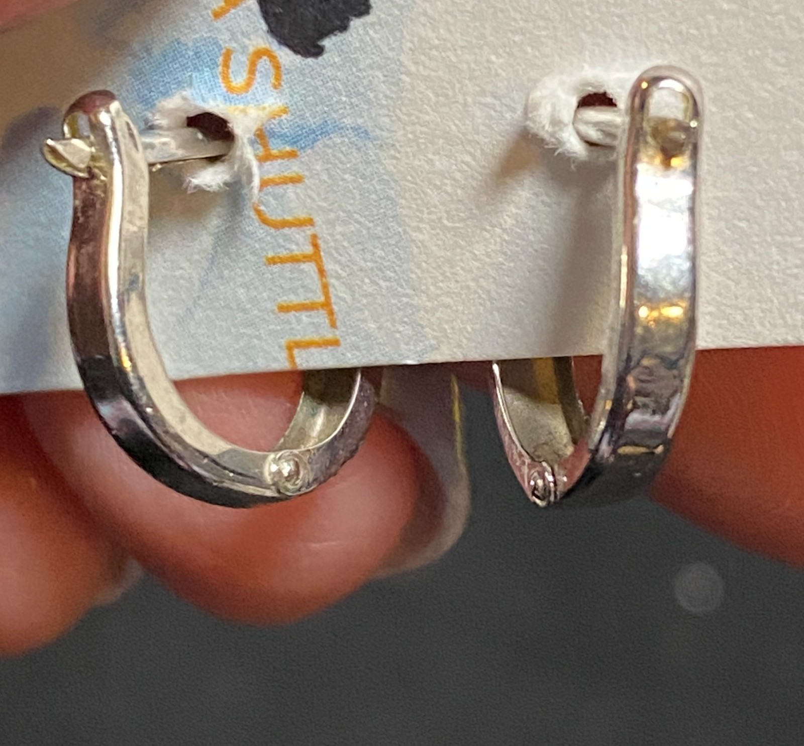 10k White Gold Hammered Hoop Earrings Diamond Cut Hinged Hoop earrings Very Good