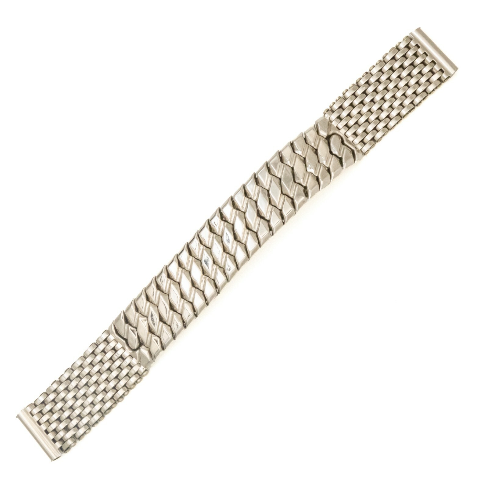Vintage 15.4 mm stainless steel wristwatch bracelet with center expansion