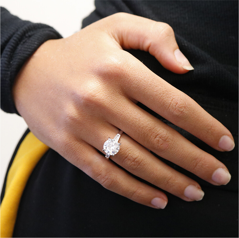 Sterling Silver 925 Plated 4 Carat CZ Round Eternity Wedding Band Ring