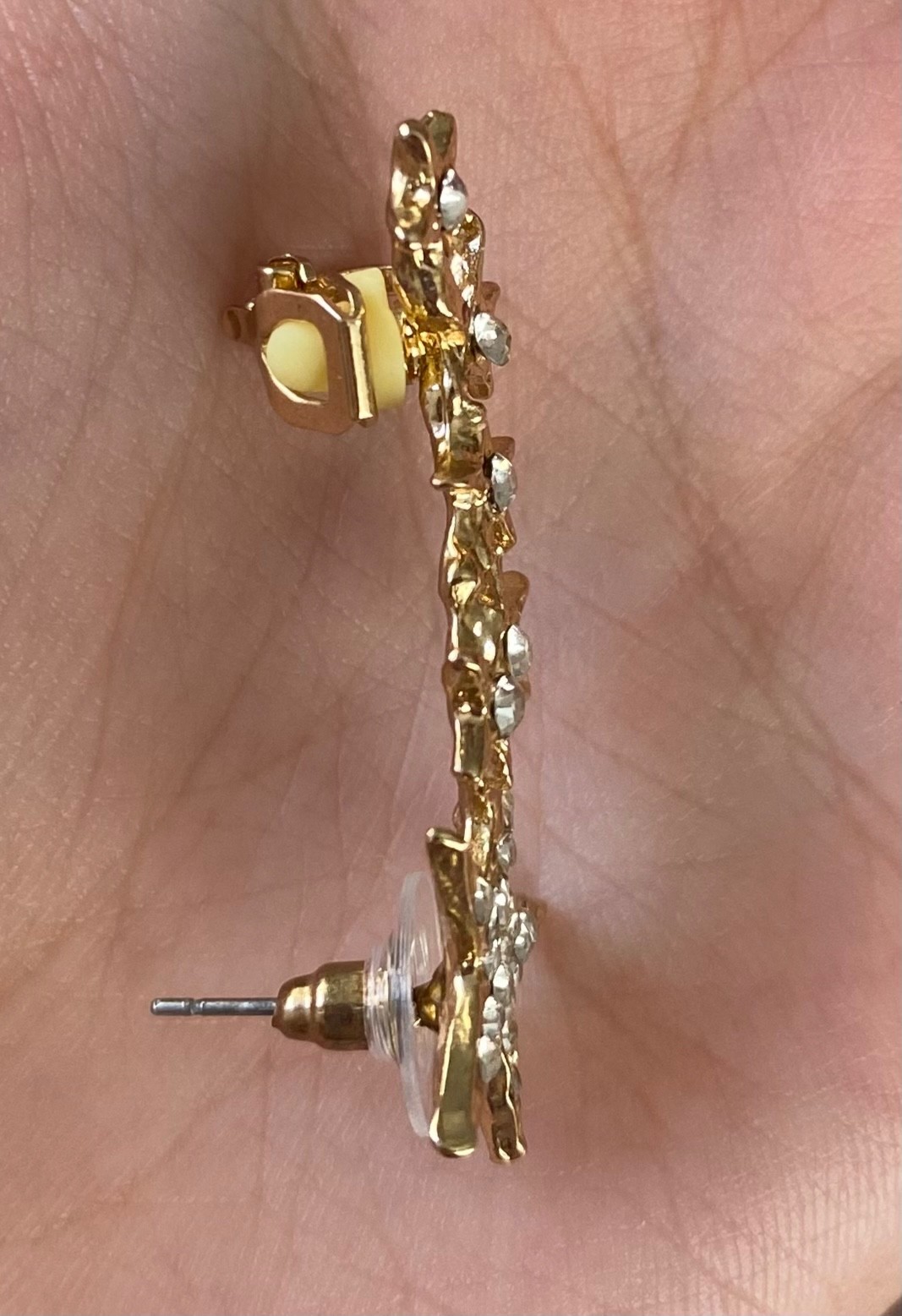 Gold Star Ear Climber Crawler Cuff Earring Single Piece Pierced Clip-on