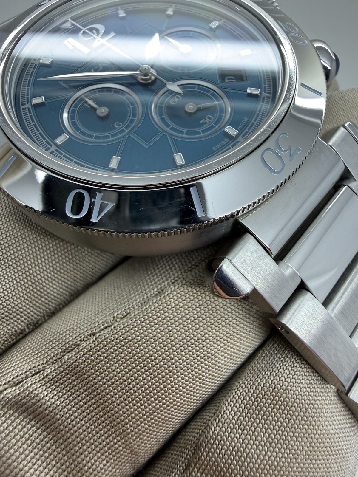 2024 Cartier Pasha Chronograph Blue Dial Auto Steel 41mm Watch WSPA0039 w/ Box