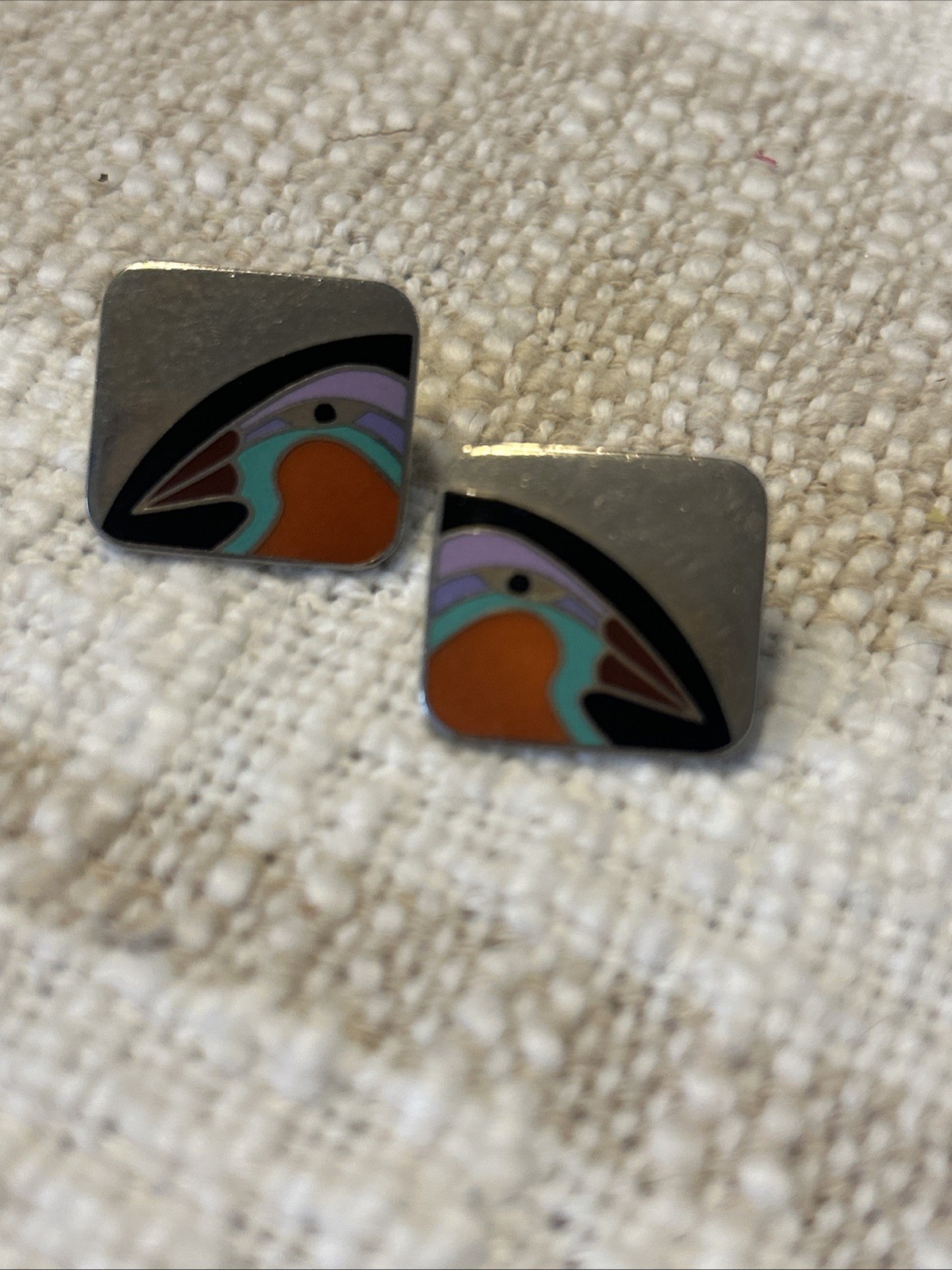 Laurel Burch 3 Pairs Wild Lily, Naito And Bird Earrings Gold Tone Enamel Pierced