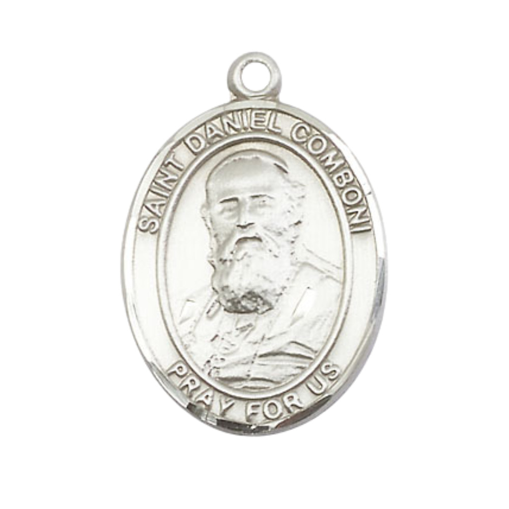 Large Pewter Saint Daniel Pendant Necklace 24″ Inch Chain & Prayer Card