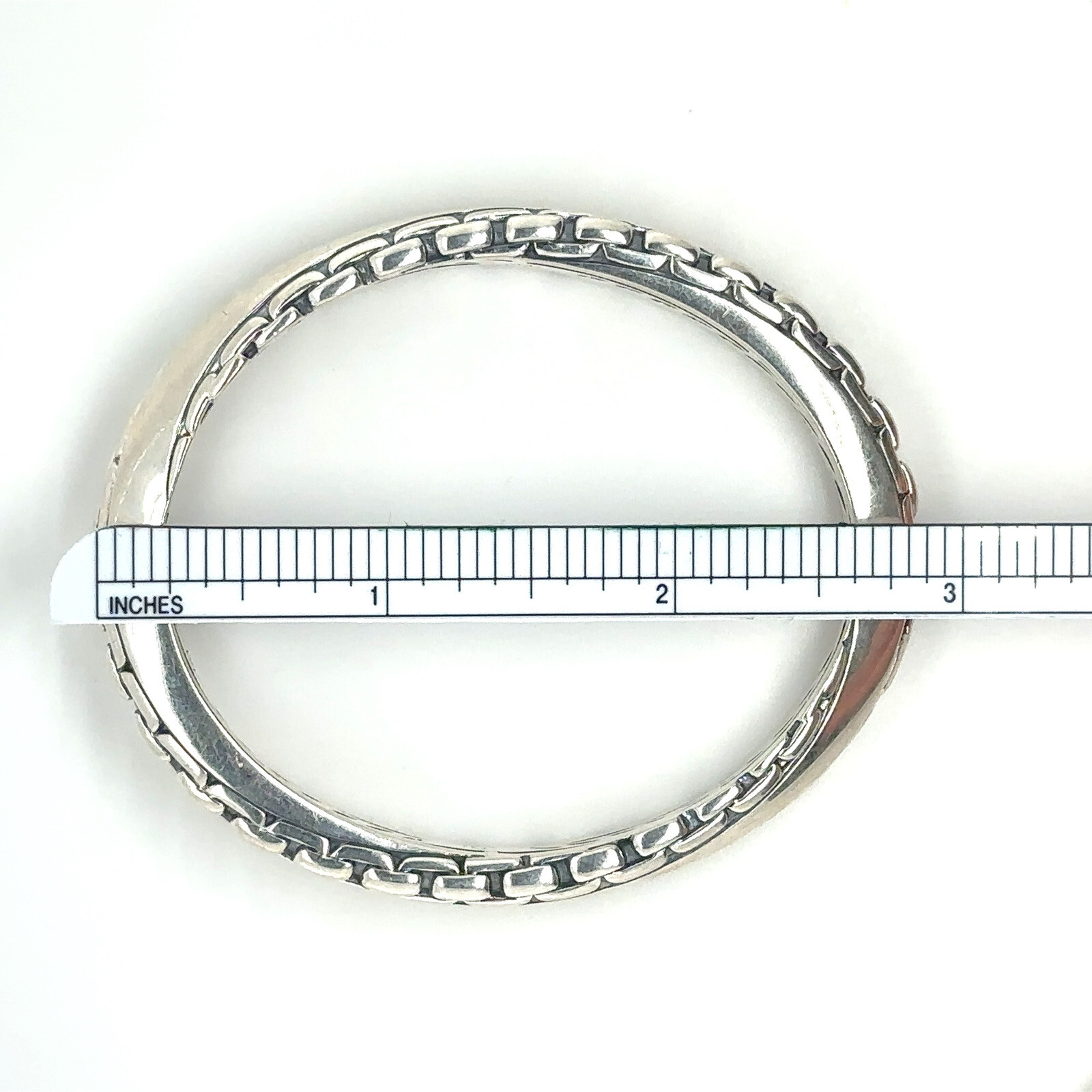 Jai John Hardy Sterling Silver Balance and Harmony Hinged Bangle Bracelet 7” 39g