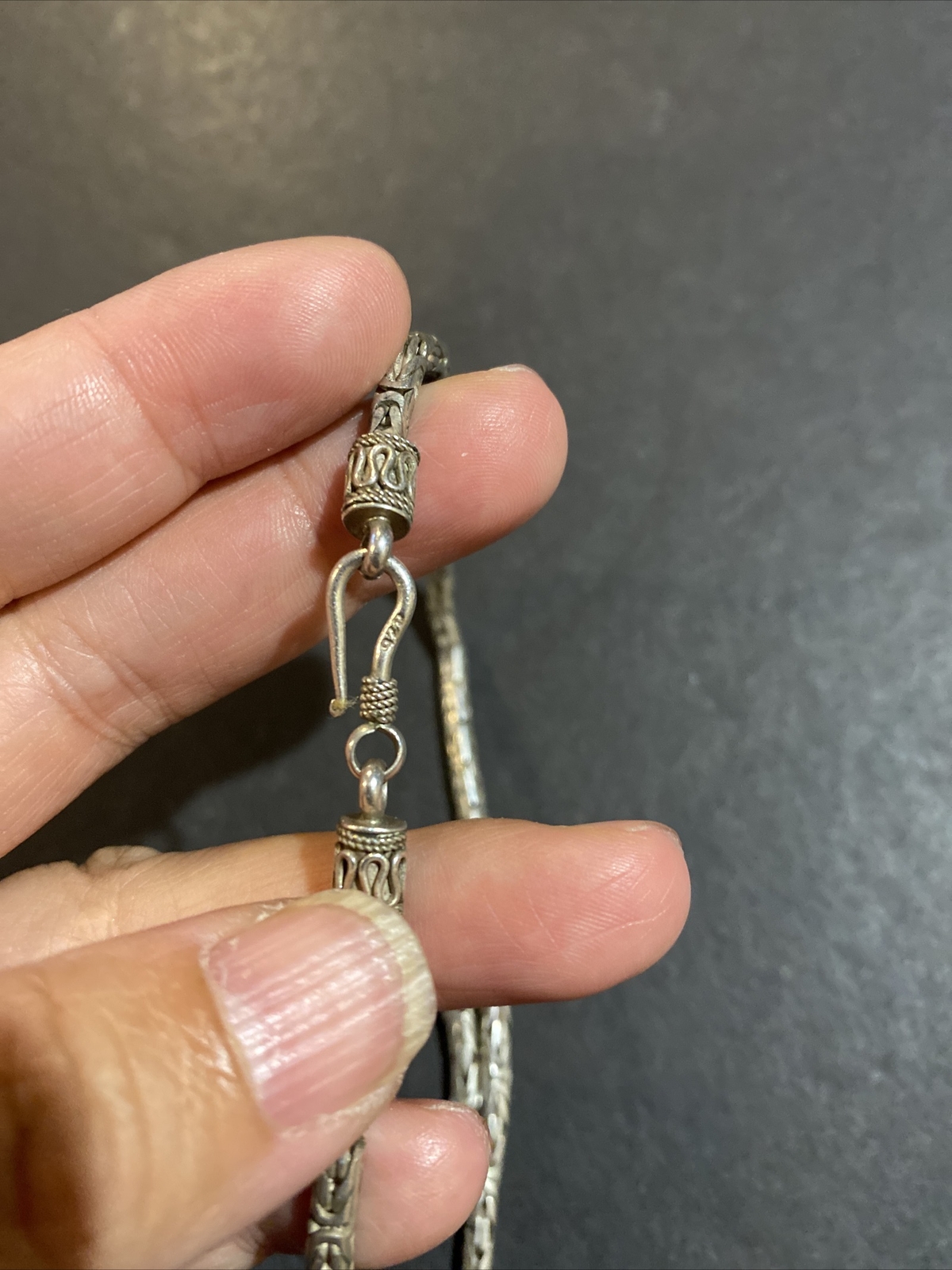 Solid Sterling Silver Byzantine Link Necklace