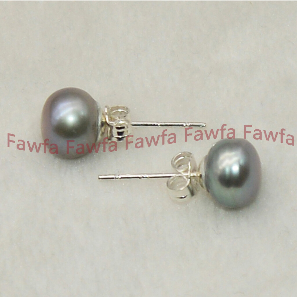 Wholesale Natural Genuine Multicolor Akoya Freshwater Pearl Silver Stud Earrings