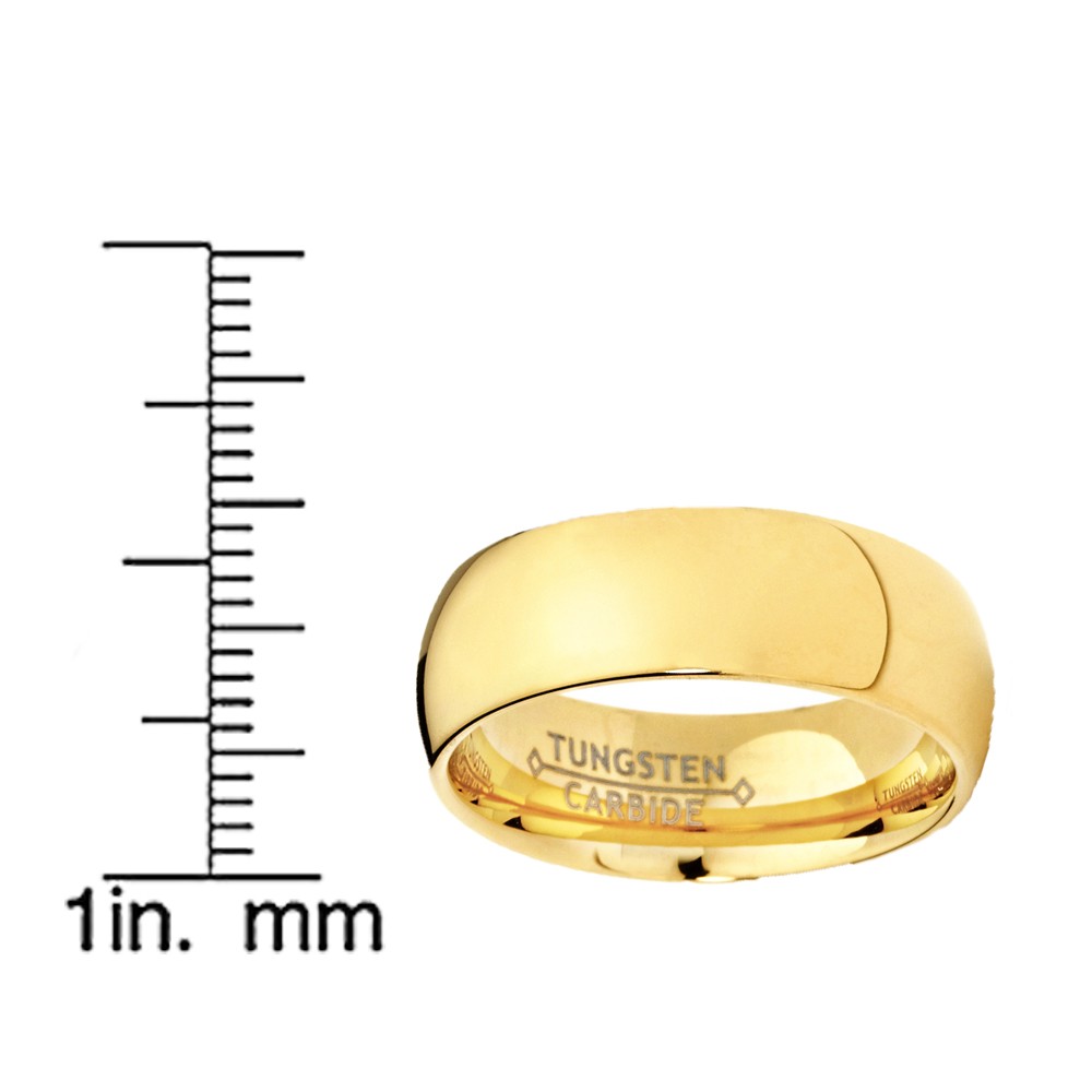 7MM 18K Goldtone Plated Dome Tungsten Ring Wedding Band Sizes 6 to 13