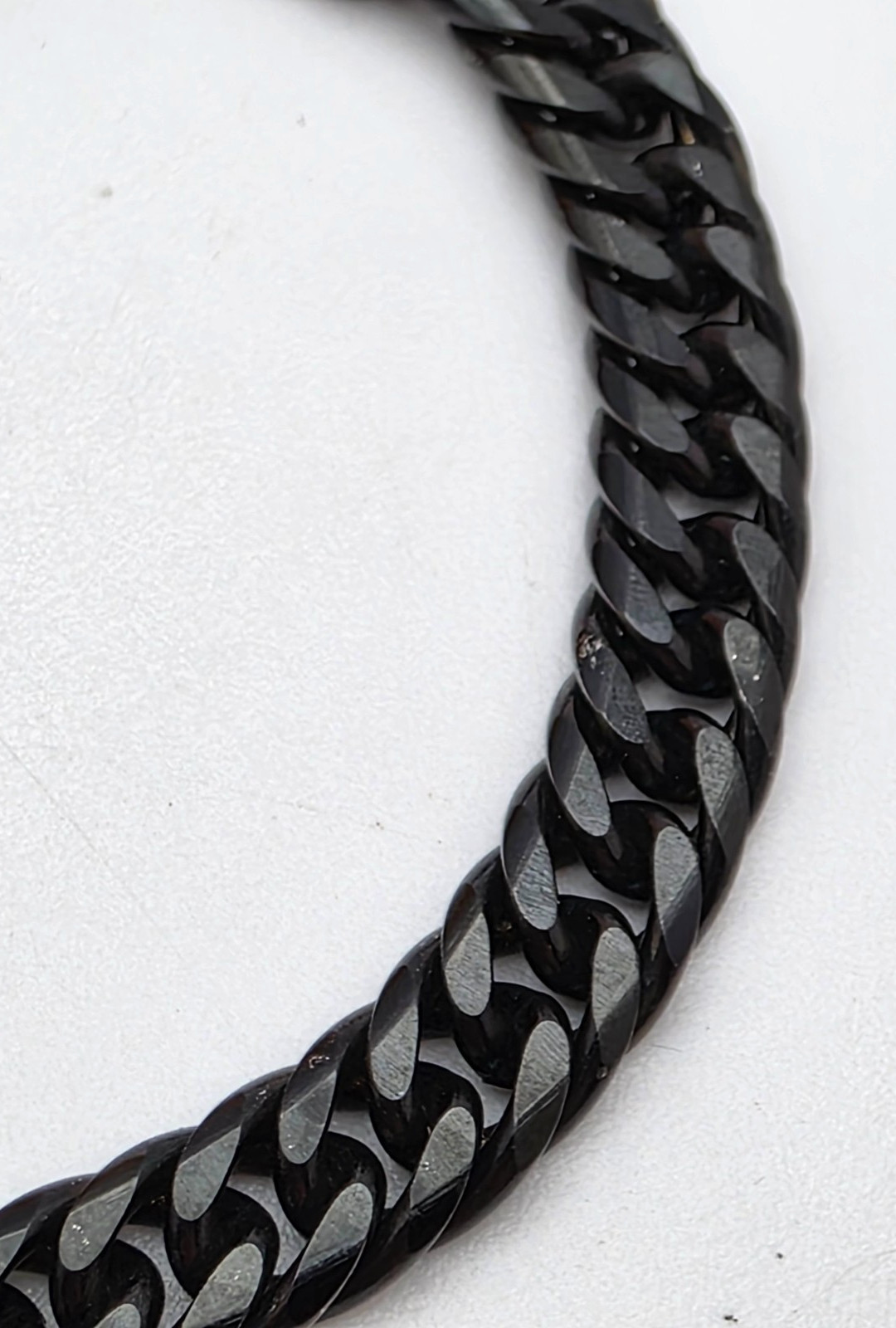 Steel Time Black Stainless Steel Curb Chain Necklace Bracelet Set 24in 8.25in