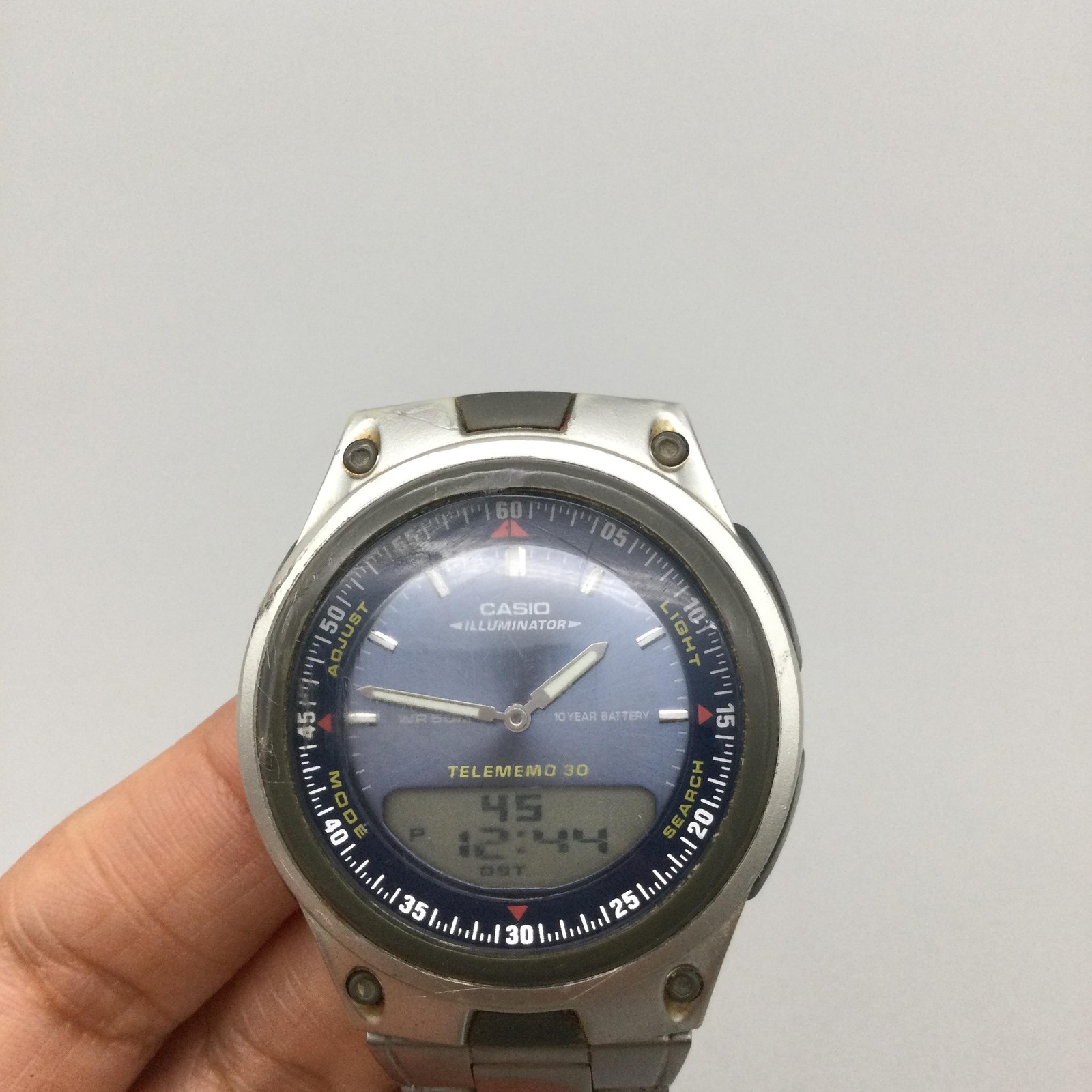 Casio Telememo 30 2747 AW-80 Mens Watch 40mm Blue Ana-Digi New Battery 7.75″