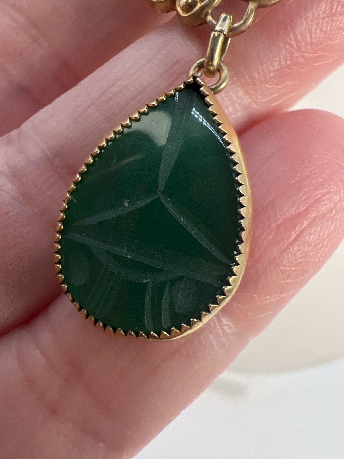 Vintage 1/20 12K GF AMCO Scarab Gemstone Necklace 16” Egyptian Revival