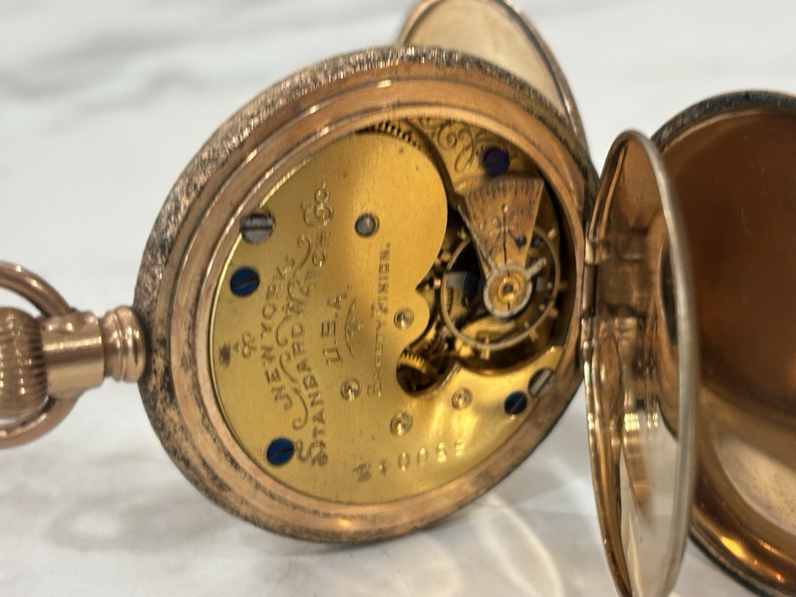 NY Standard Pocket Watch 40mm Case Gold Filled Parts/Repair ⚙ Has Engraving