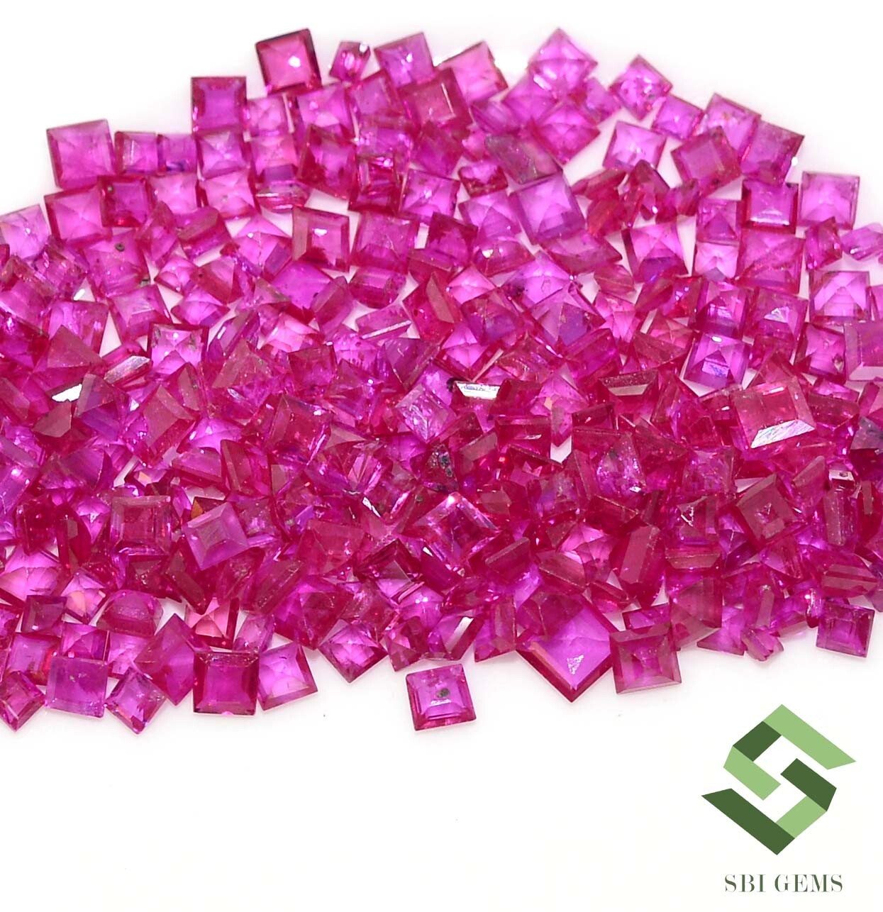 2×2 mm Natural Ruby Square Cut Lot 25 Pcs 1.64 CTS Calibrated Loose Gemstones