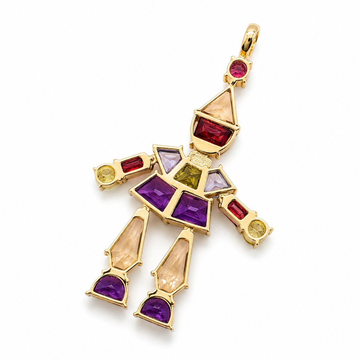Multi-Gemstone Figure Pendant in K18 Yellow Gold