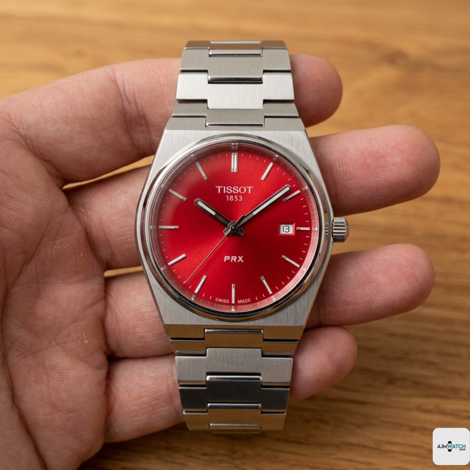 Tissot PRX T137.210.11.421.00 Quartz Unisex Watch Red Dial Stainless Steel 35MM