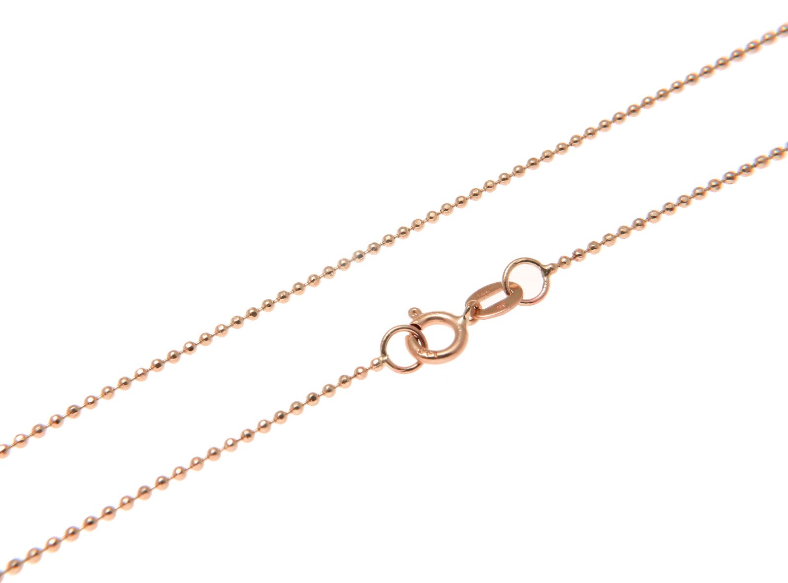 1MM SOLID 14K PINK ROSE GOLD DIAMOND CUT BEAD BALL CHAIN NECKLACE 16 18 20 – 24″