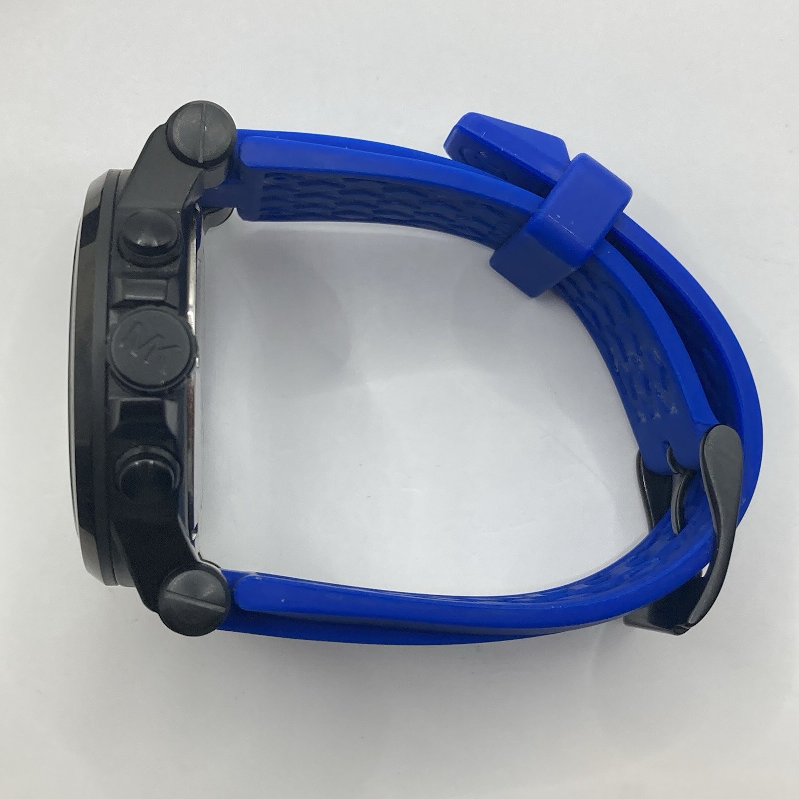 Men’s Michael Kors Dylan Blackout Chronograph 48mm Blue Silicone Band Watch Runs
