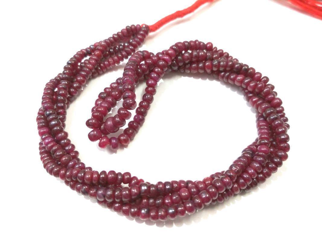 Natural Red Ruby Rondelle Smooth Gemstone Beads 3.5-5.5mm 18″Inch, 1 Necklace AG