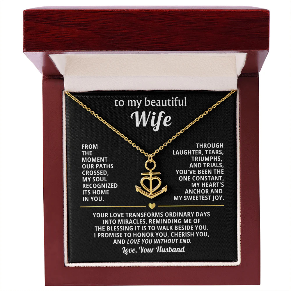 Wife Necklace Gift – You Are My Anchor