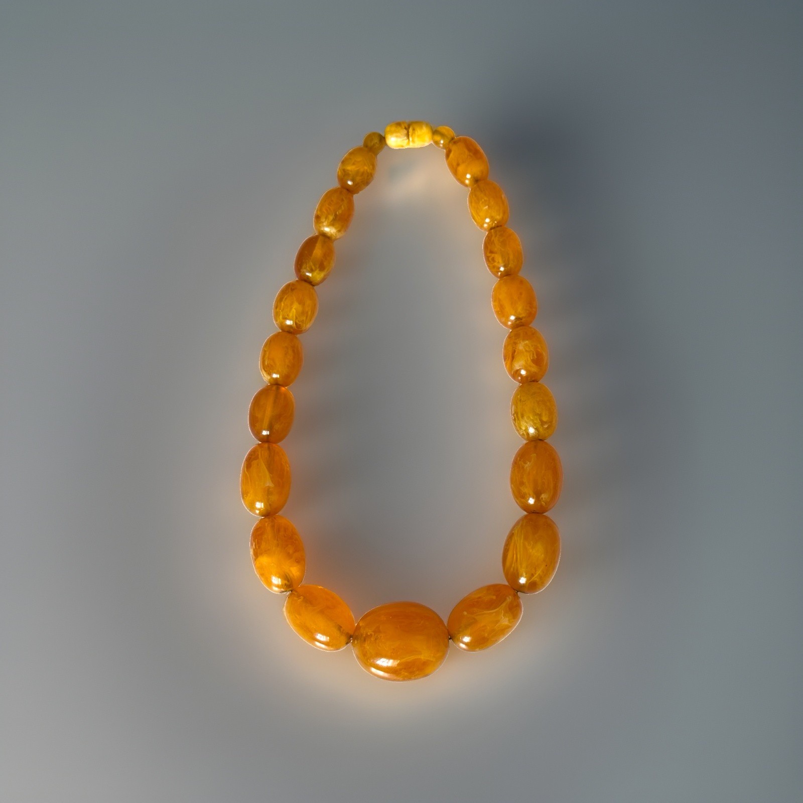 Vintage Style Translucent,Graduated Honey & Egg Yolk Amber Resin Necklace 162 gr