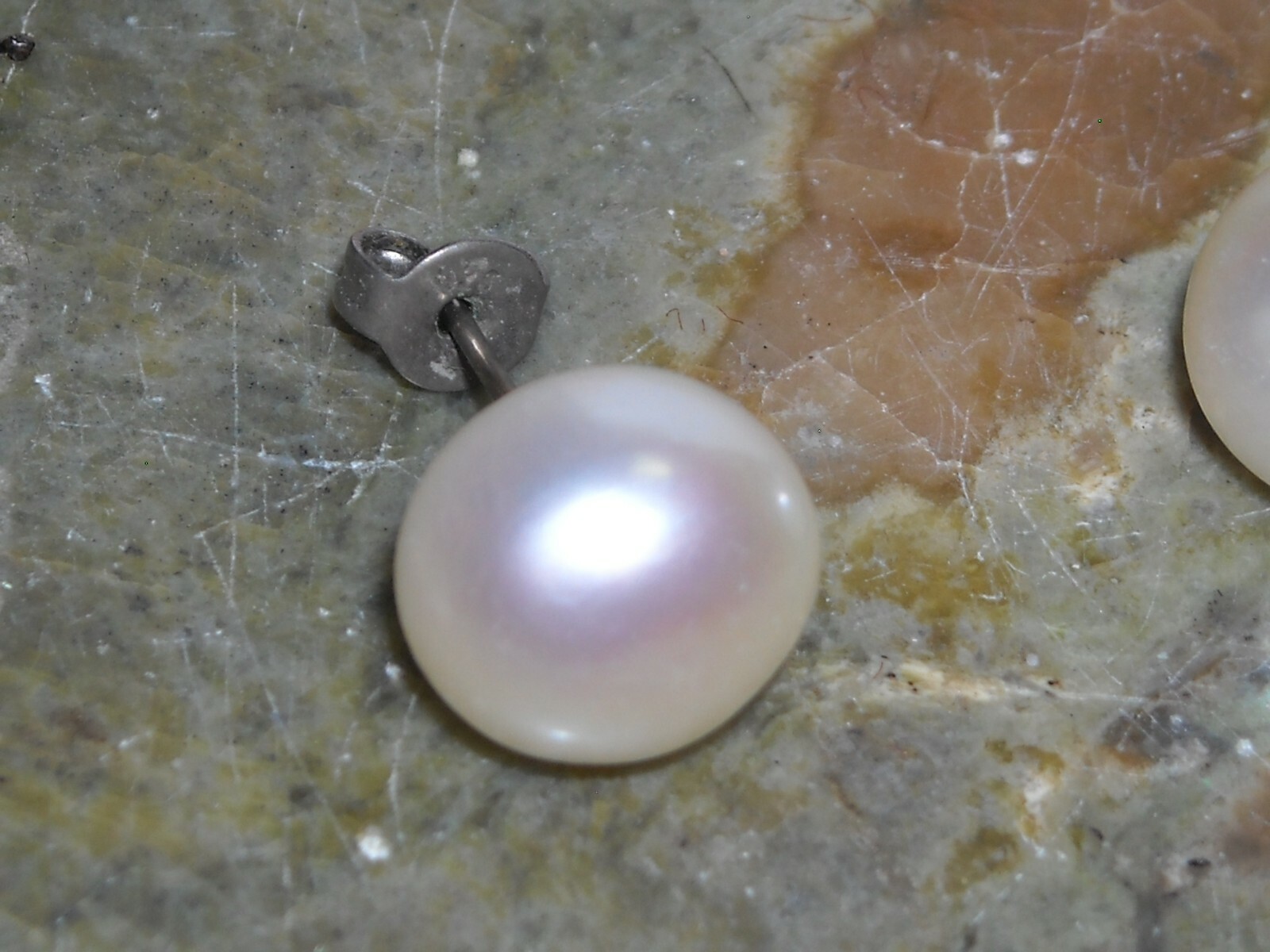sterling silver large 10mm wide X 7mm high approx real pearl post earrings