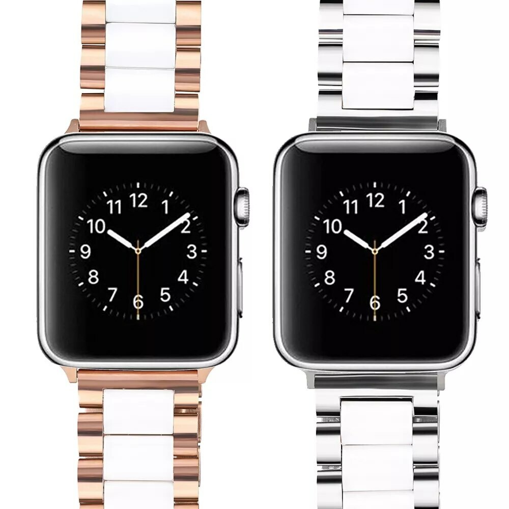 Ceramic Ladies Watch Band Stainless Steel Bracelet For Apple Watch Series 6 5 SE
