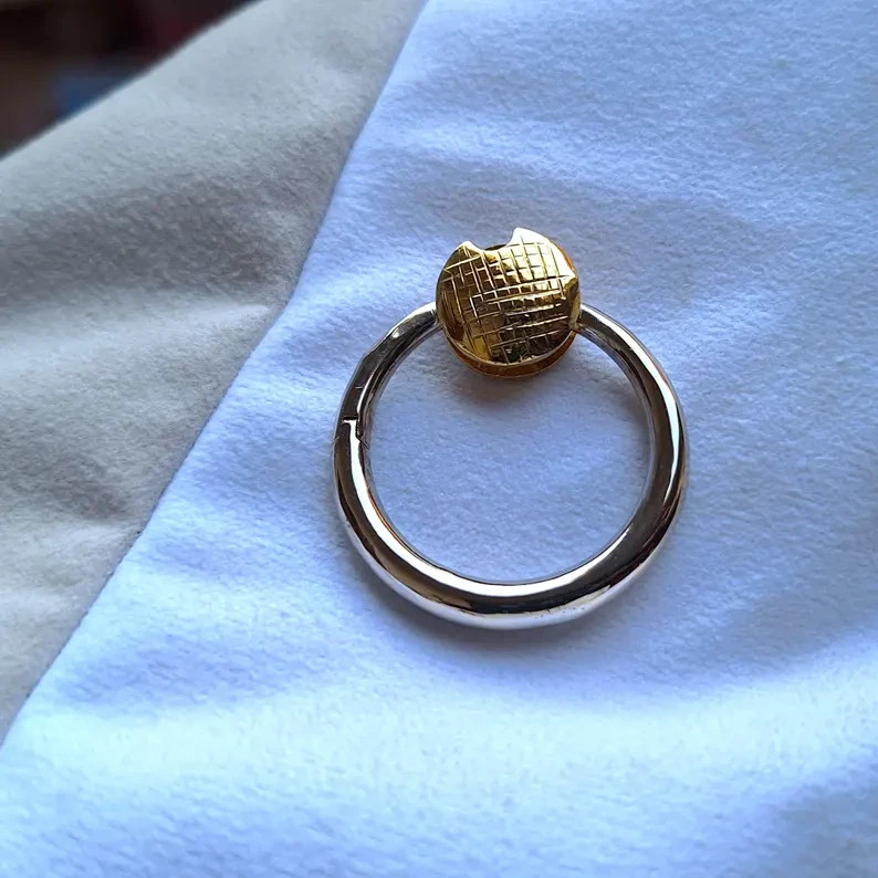 Hand textured Two Tone Gold plated Brass Metal Fashion Jewelry for gift