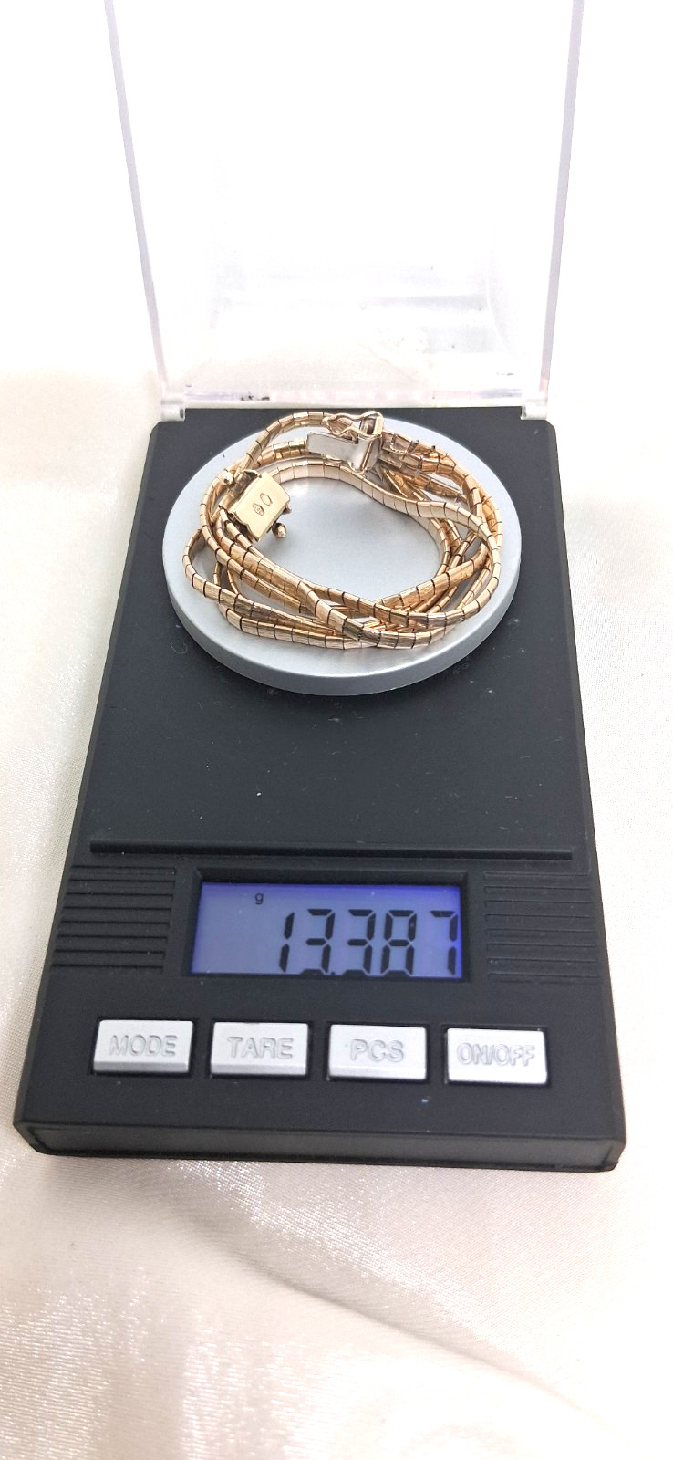 Vintage UnoAerre 8K Gold 333 Multi-Strand Omega Bracelet Italy 13.4g Signed