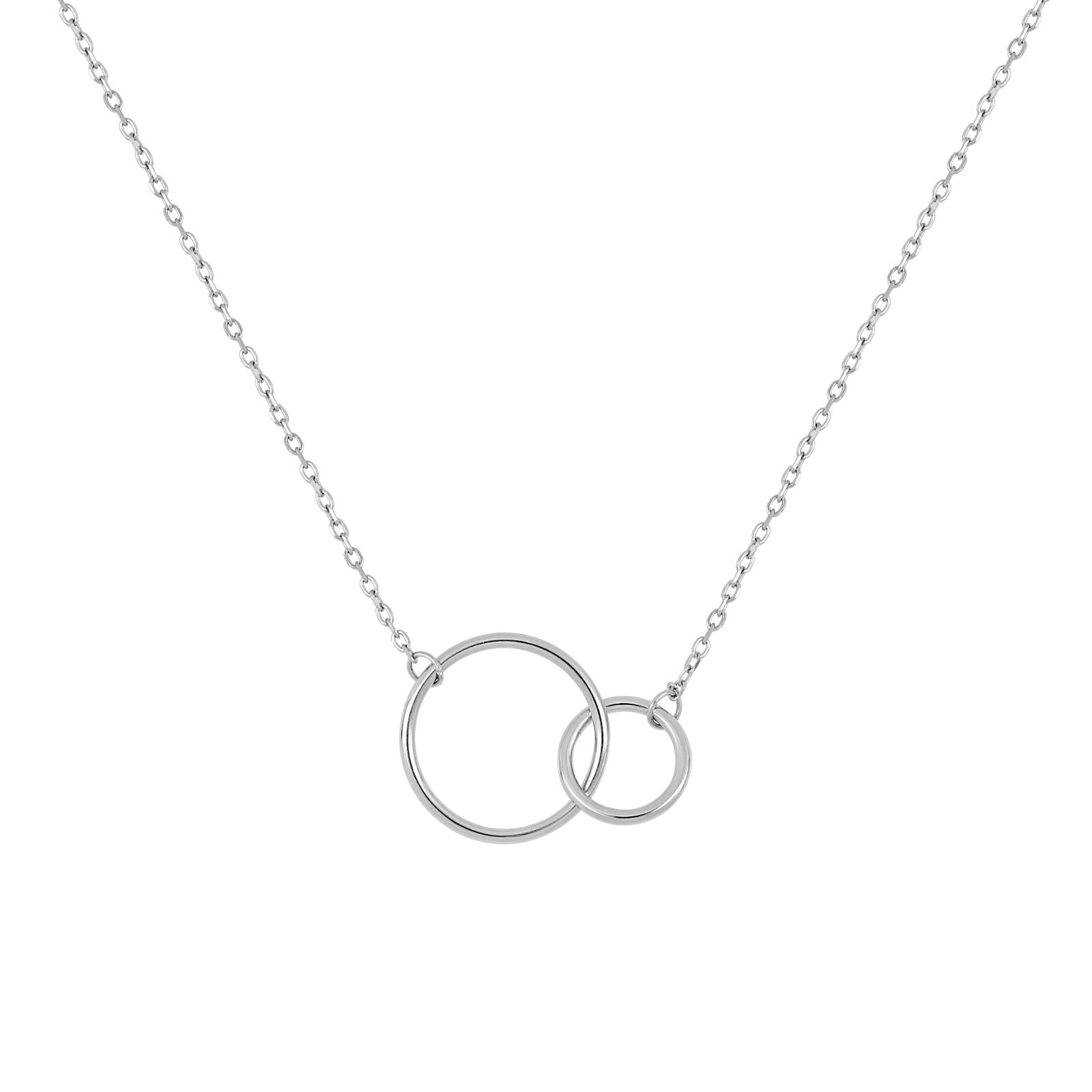 Interlocking Circle Pendant Necklace Sterling Silver Rhodium Mother Sister Gift