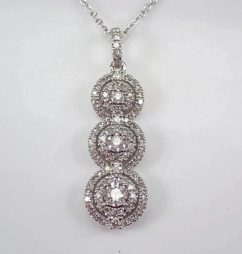 2Ct Forever One Round Cut White Diamond Halo Pendant 14K White Gold Finish