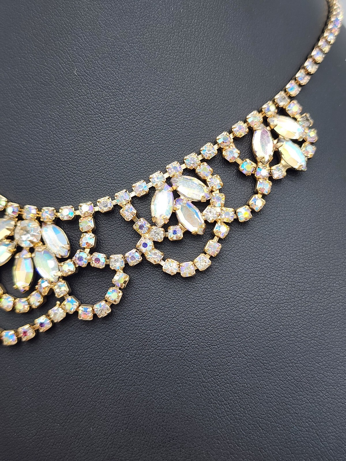 VTG Juliana DeLizza & Elster Aurora Borealis Crystal Necklace 1960 Old Hollywood