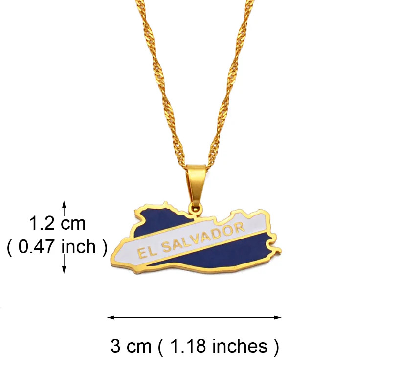 El Salvador Map with Flag Pendant Necklace