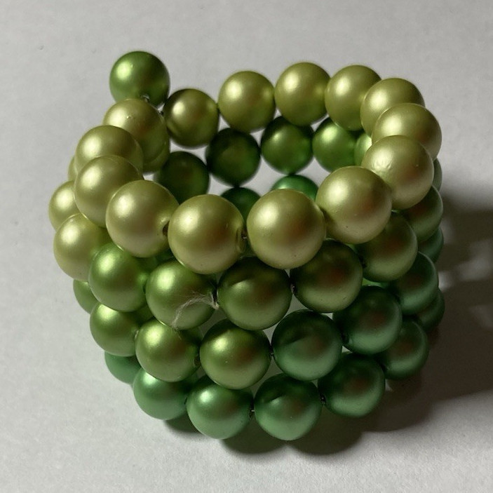 Vintage Green Beaded Wrap Stretch Bracelet Stackable Round Beads Bead Closure