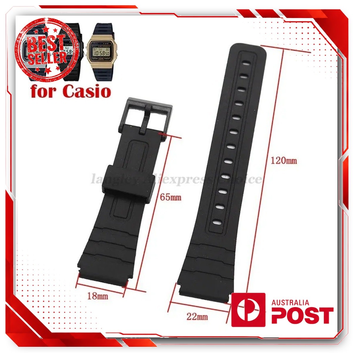 Silicone Watch Strap for CASIO F91W W-800H 18mm Replacement Band