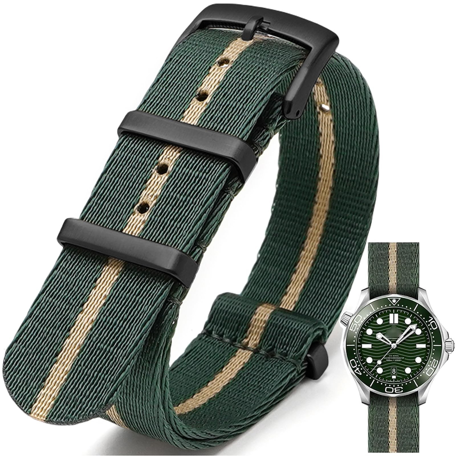 Heavy-Duty Ballistic Nylon Watch Band with Thick Buckle – 18mm to 24mm Replaceme